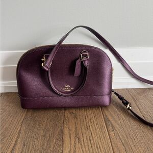 Coach Plum Saffiano Dome Satchel with Crossbody Strap